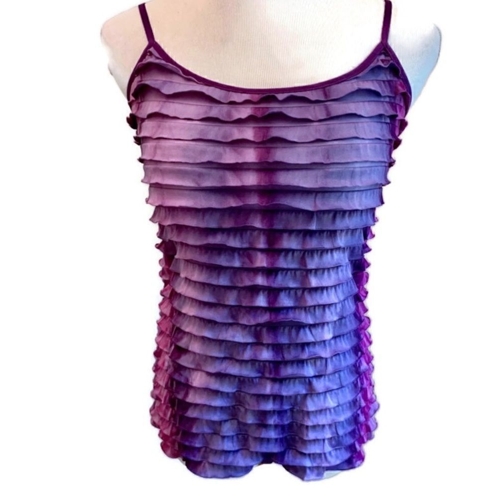 Energie Purple Ruffle Tiered Tank Top Sz M